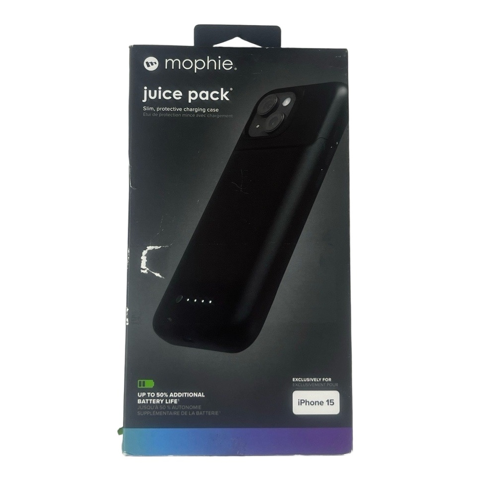 NEW Mophie Juice Pack iPhone 15 Charging Case Black Slim Extended Protection